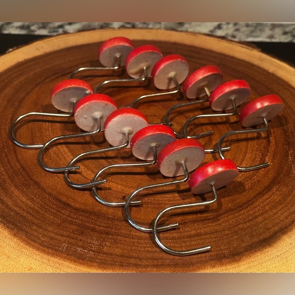 Set of 12 Holiday Snowflake Shower Curtain Hooks Christmas Decor Red & White - Picture 3 of 9